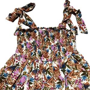 DD77 Smocked Floral Wide Leg Jumpsuit